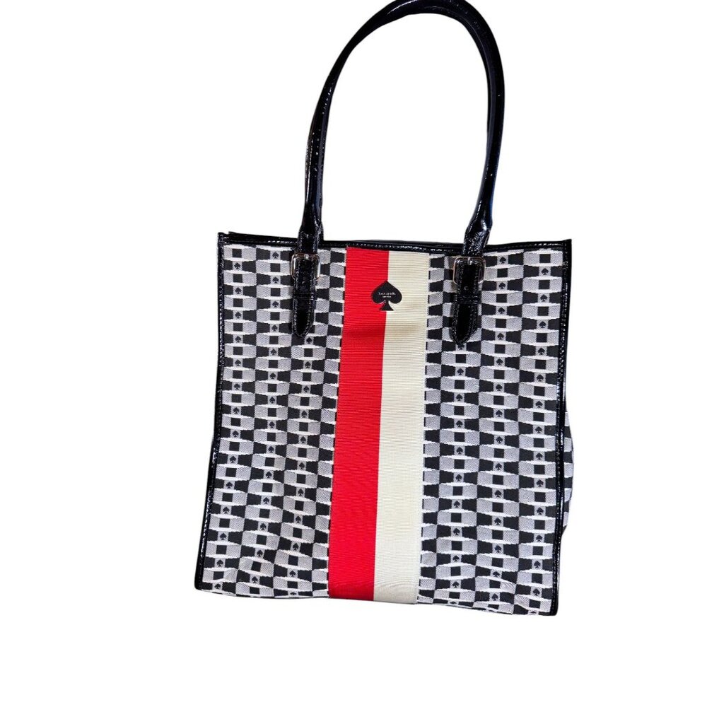 Kate Spade Black and White Shoulder Bag with Red Stripe - Picture 8 of 15